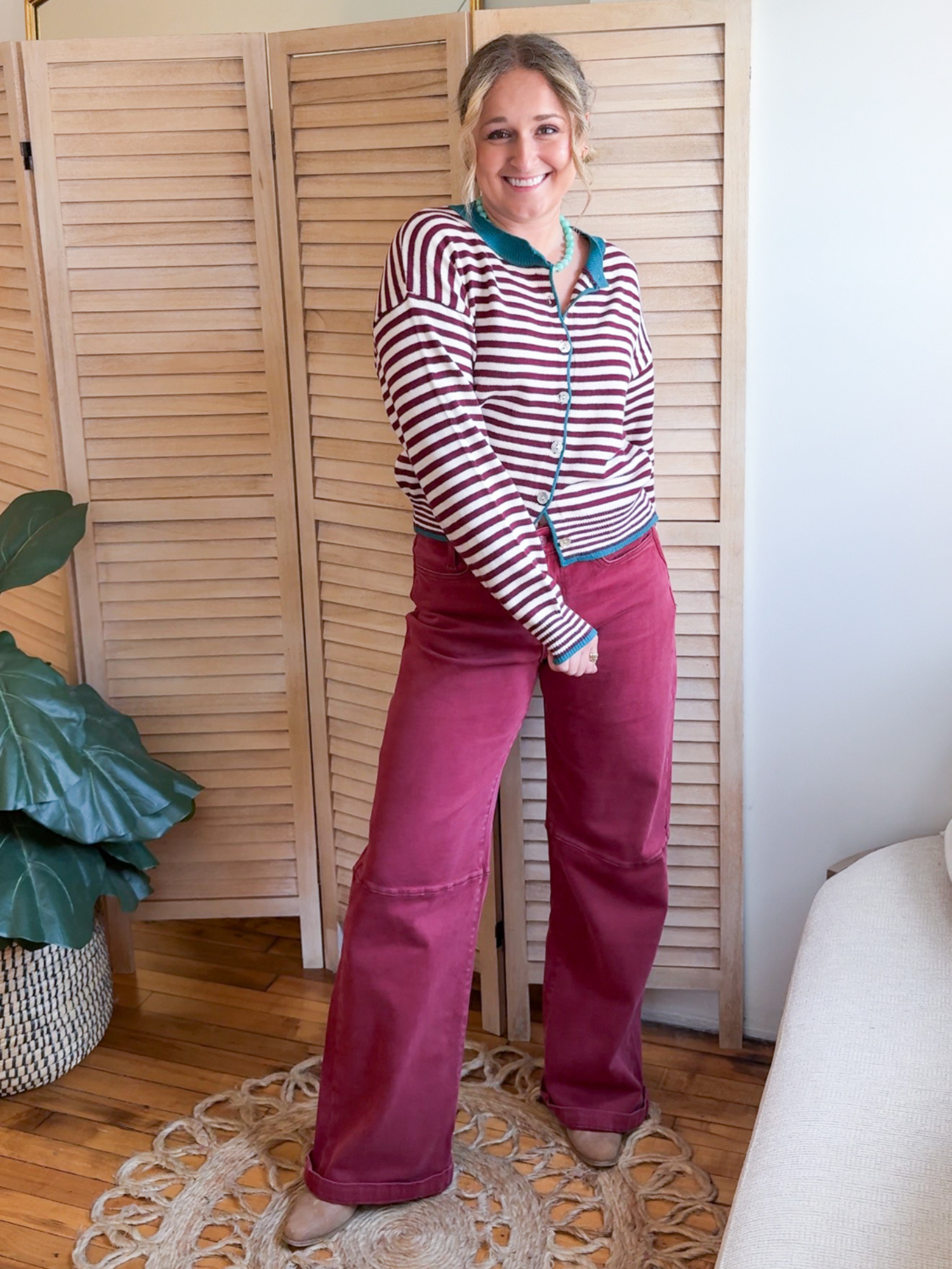 High Rise Wide Leg Cuffed Jeans - The Collective Rose