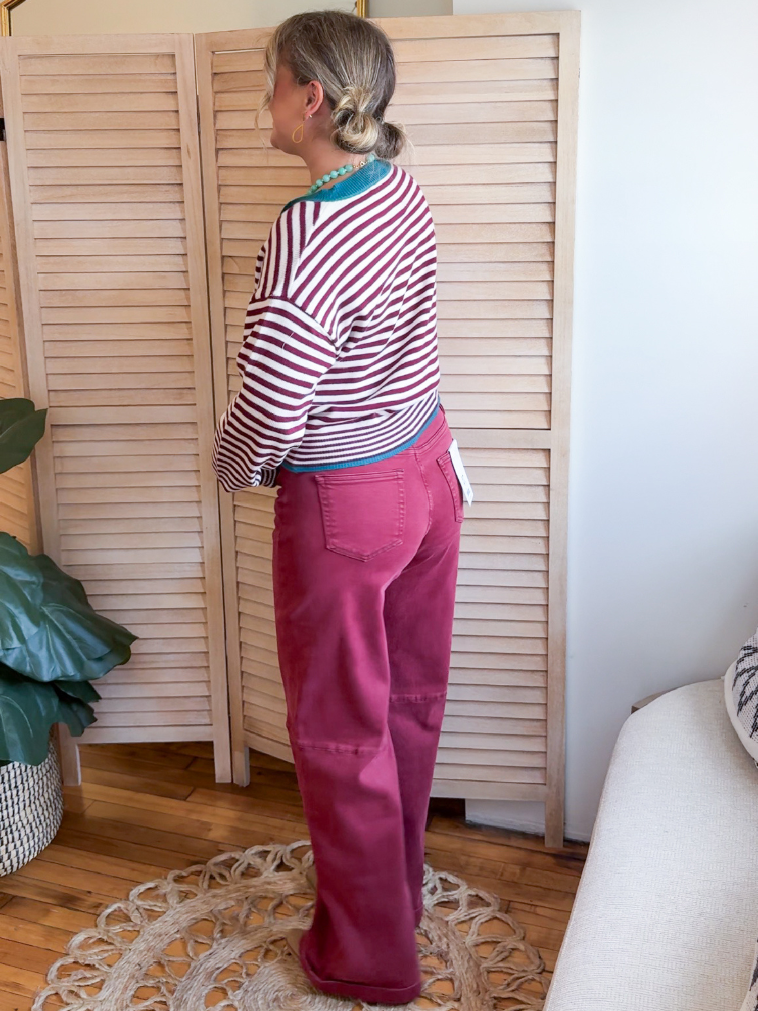 High Rise Wide Leg Cuffed Jeans - The Collective Rose