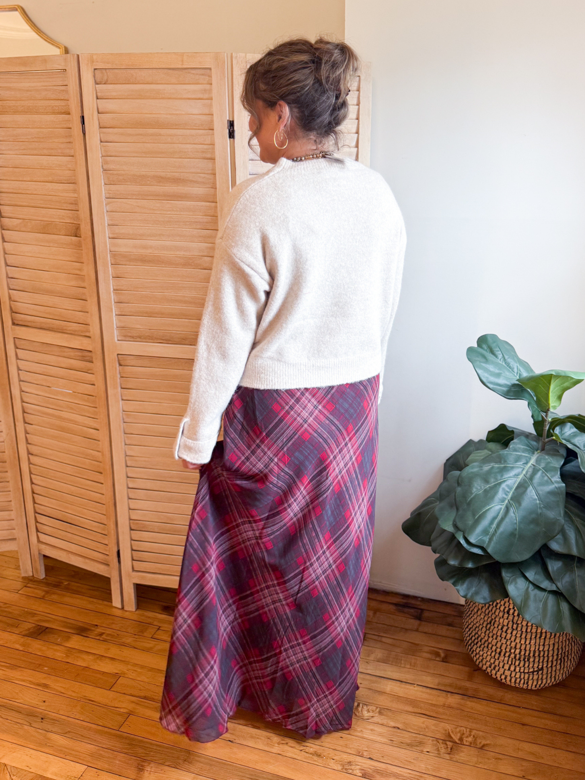 Chiffon Plaid A-Line Maxi Skirt