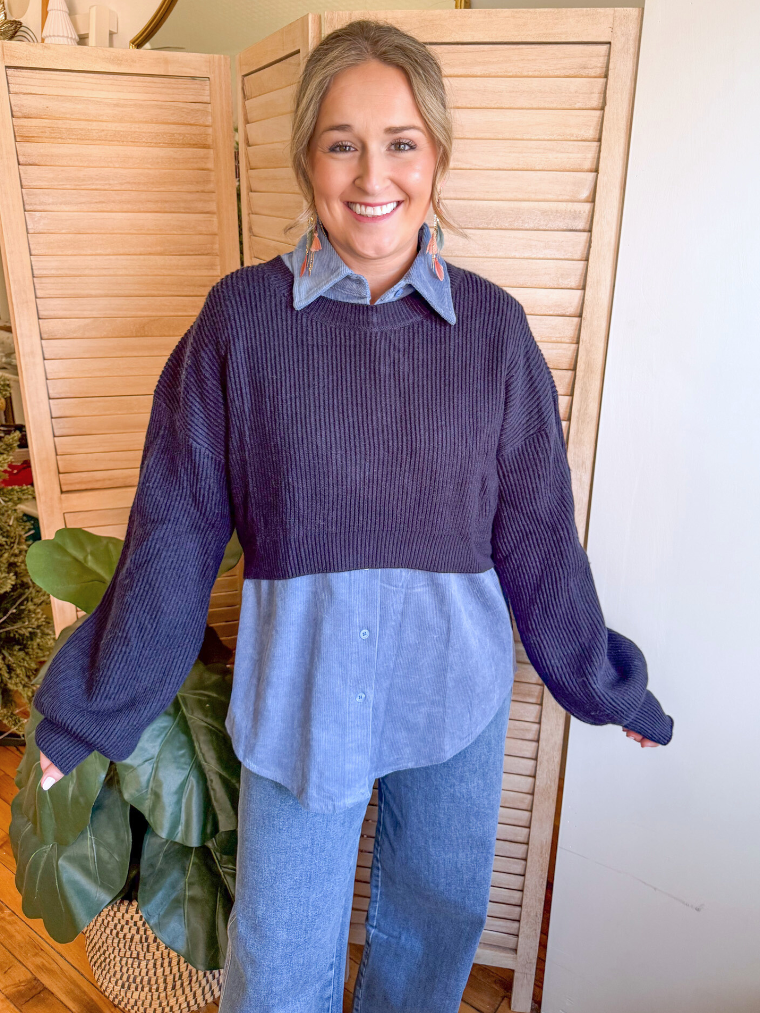Mallory Twofer Sweater - The Collective Rose